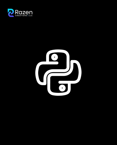 Python logo with Razen Creations LLC branding