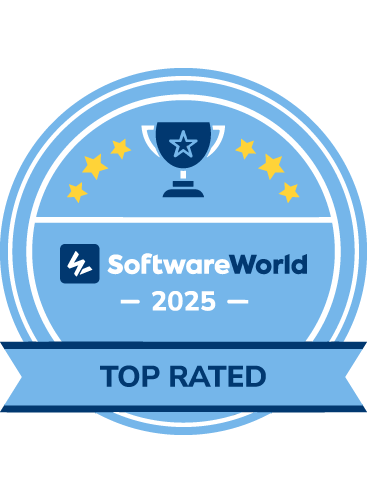 SoftwareWorld 2025 Top Rated award badge
