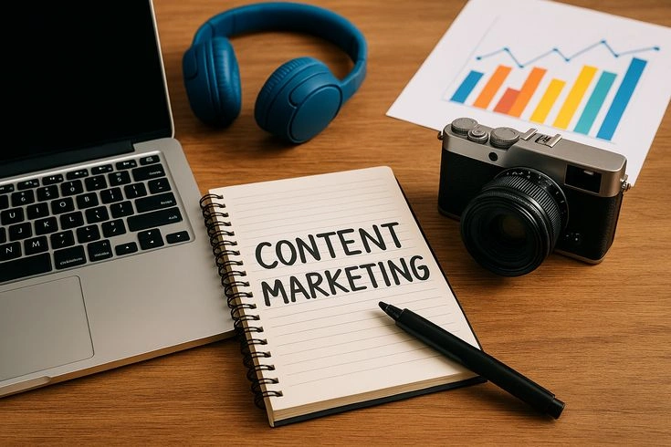 Laptop displaying Digital Media Marketing on screen